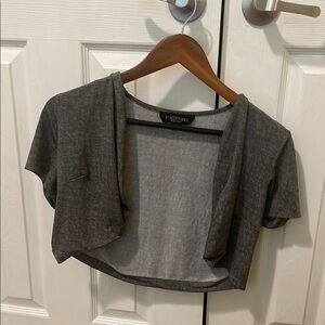 Perceptions Gray Crop Top with Cap Sleeves